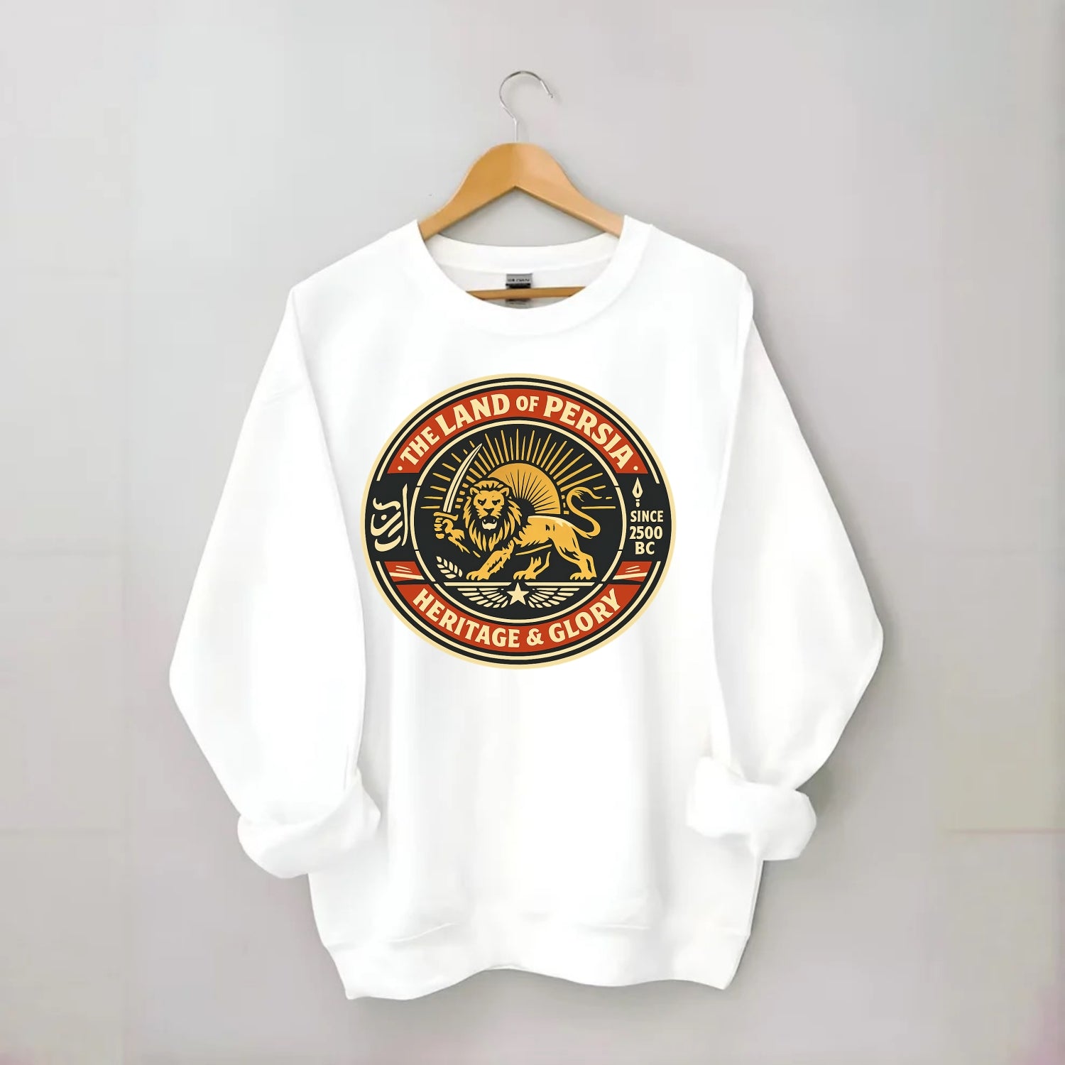 Iranian Heritage Emblem - Crewneck Sweatshirt - white