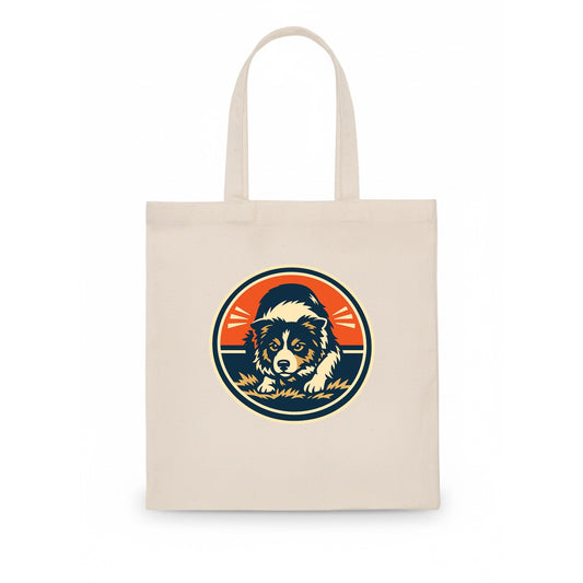 Focused Border Collie Emblem - Tote Bag - white