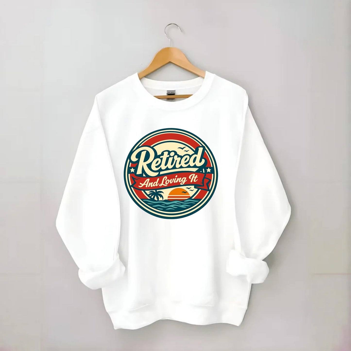 Carefree Retirement Emblem - Crewneck Sweatshirt - white