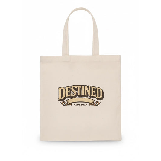 Bold typography design - "DESTINED" - fated for greatness - Tote Bag - white