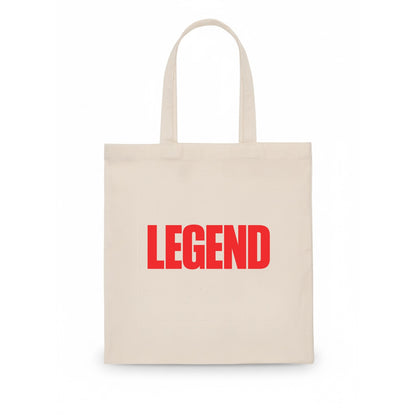Bold typography design - "LEGEND" - remarkable person, iconic status - Tote Bag - white