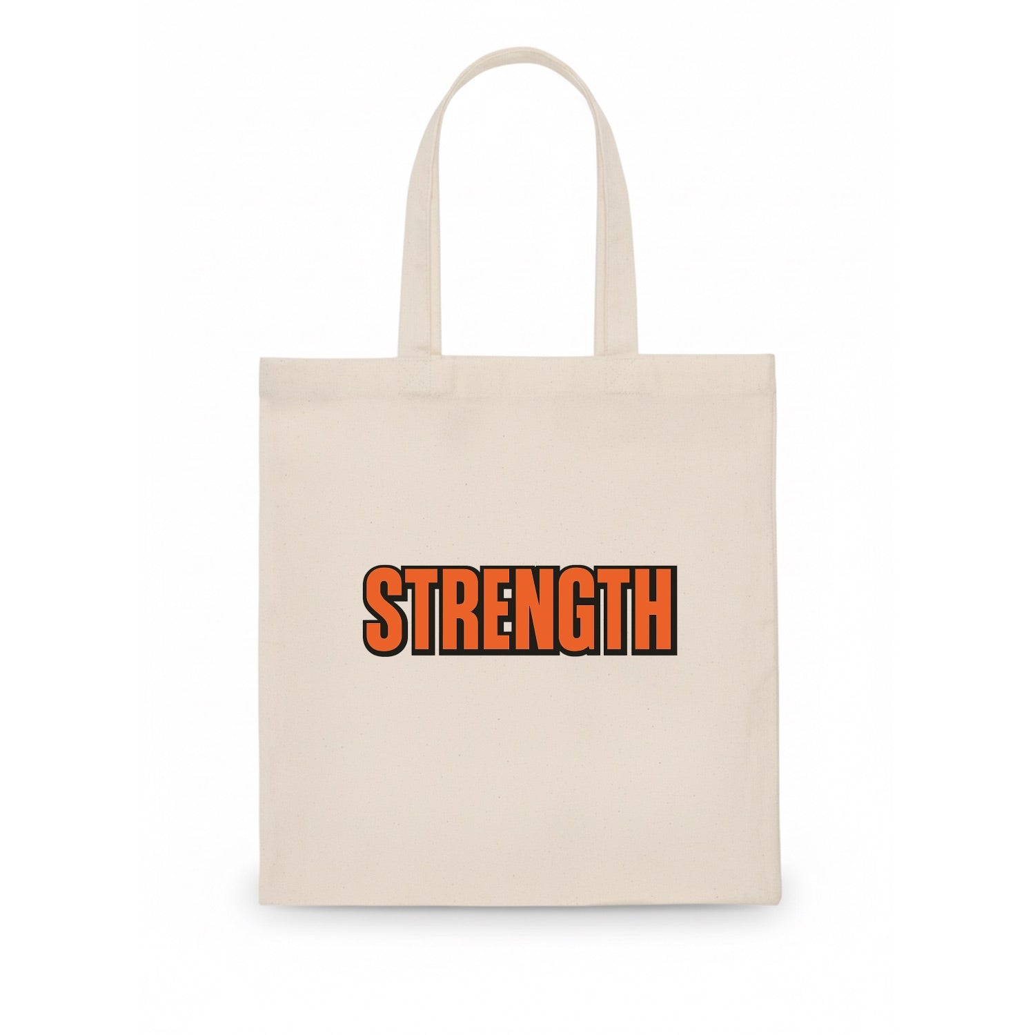 Bold typography design - "STRENGTH" - inner power, resilience, fortitude - Tote Bag - white