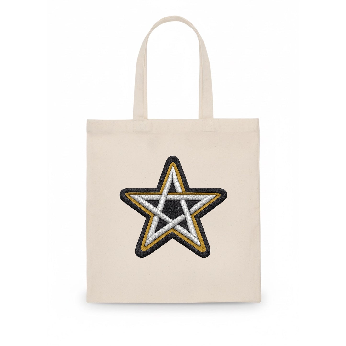 PENTAGRAM STAR - five point star in silver , protection - Tote Bag - white