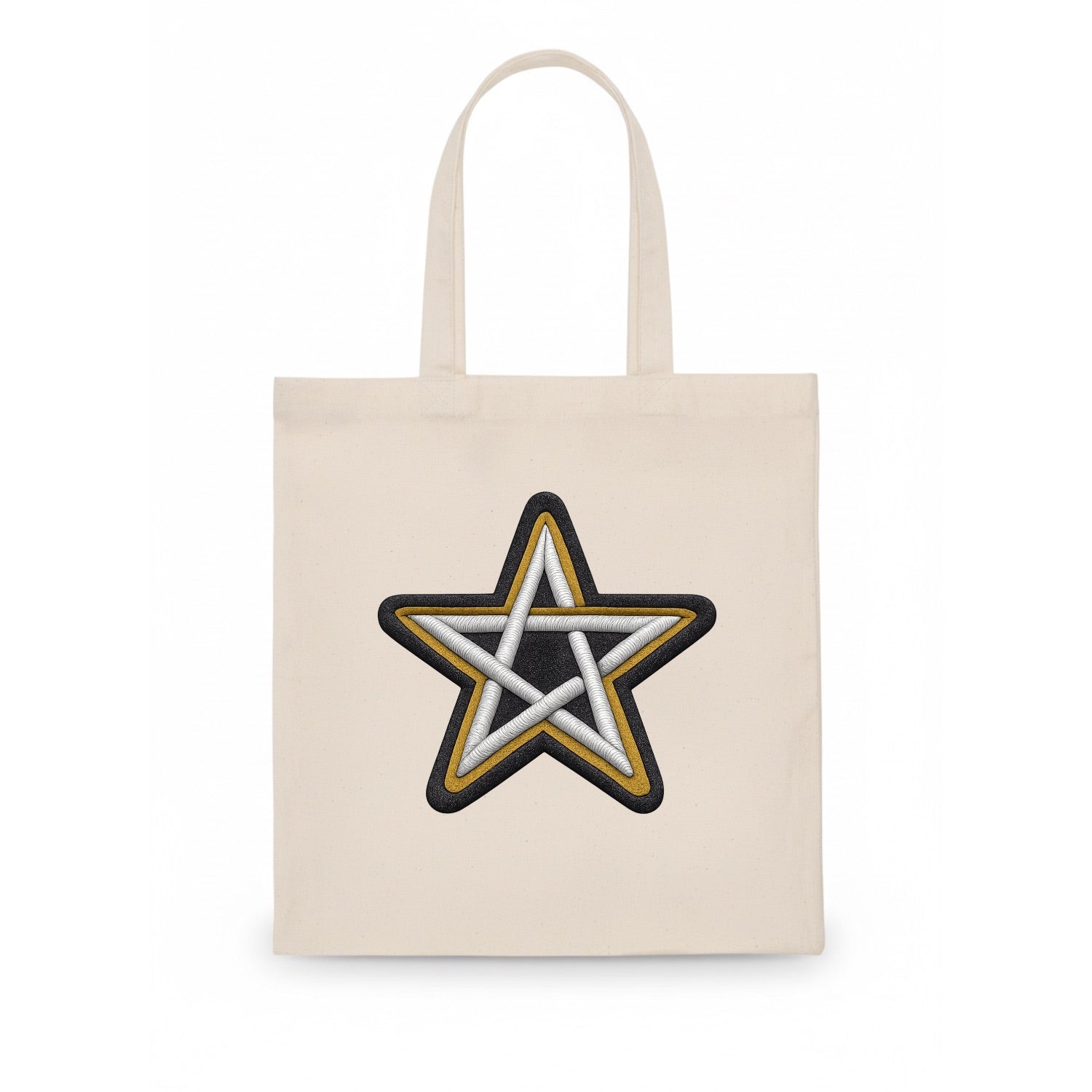 PENTAGRAM STAR - five point star in silver , protection - Tote Bag - white