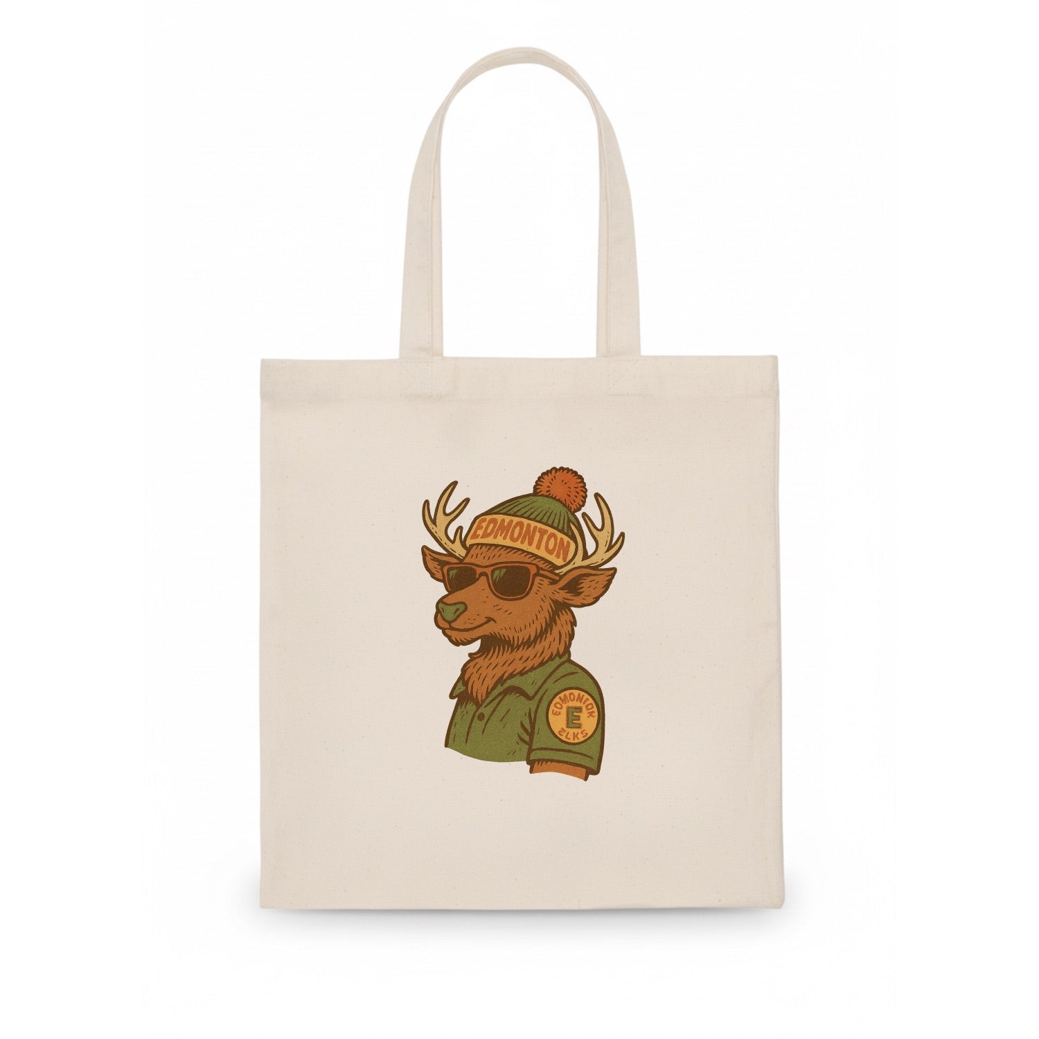 Edmonton Elk wearing Edmonton beanie wit - Tote Bag - white
