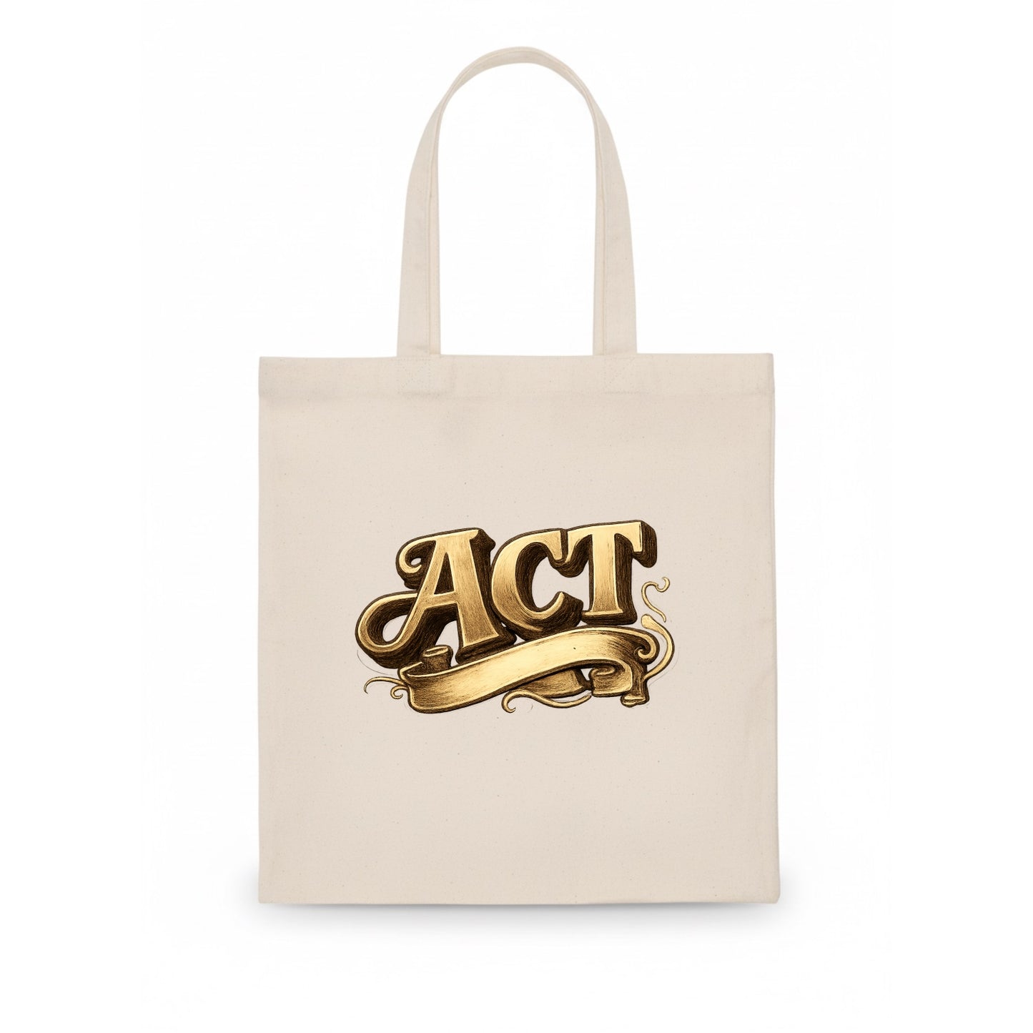Bold typography design - "ACT" - take action, do something - Tote Bag - white