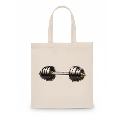 WEIGHTLIFTING BARBELL - heavy barbell with plates in silver and black , iron strength - Tote Bag