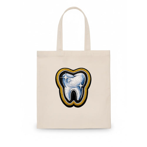 DENTAL TOOTH - molar with sparkle in white and blue , dentist - Tote Bag