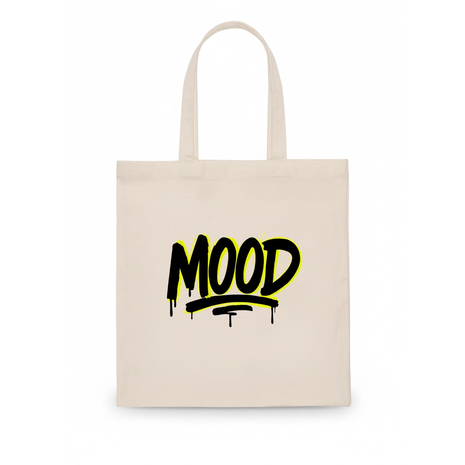 Bold typography design - "MOOD" - current state, feeling it - Tote Bag - white