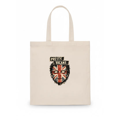 PRETTY VACANT | Blank stare Union Jack face | Empty expression | Punk nihilism | Iconic - Tote Bag - white
