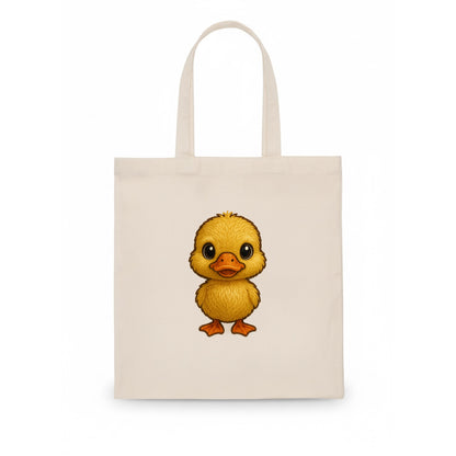 Baby Duck Duckling - yellow fluffy, orange beak, bright eyes, front-facing, quack baby - Tote Bag - white