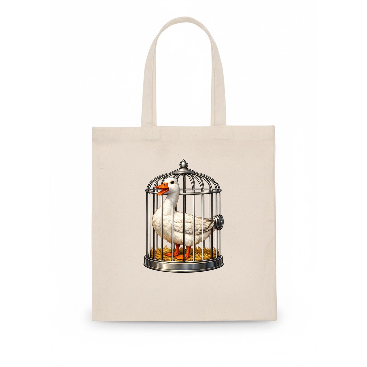 Duck In Cage - Tote Bag - white