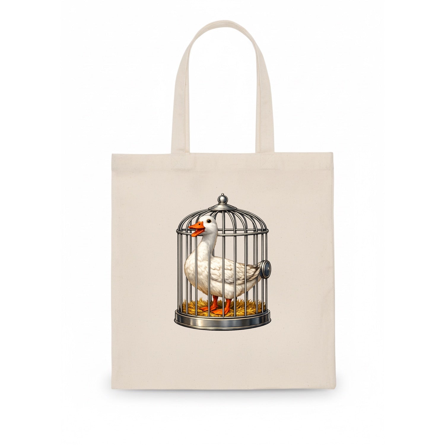 Duck In Cage - Tote Bag - white