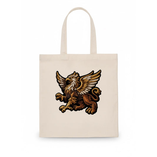 GRIFFIN BEAST - lion eagle hybrid in gold and brown , heraldic - Tote Bag - white