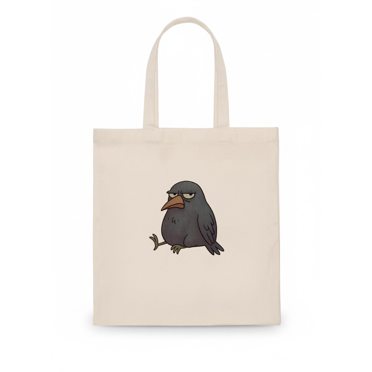THE CROW JUDGES SILENTLY | Black crow with disapproving look - Tote Bag - white