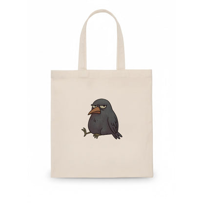 THE CROW JUDGES SILENTLY | Black crow with disapproving look - Tote Bag - white