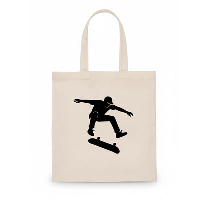 Skateboarder doing kickflip trick - Tote Bag - white