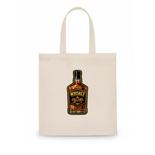 WHISKEY BOTTLE - bourbon bottle in amber and gold , spirits connoisseur - Tote Bag - white