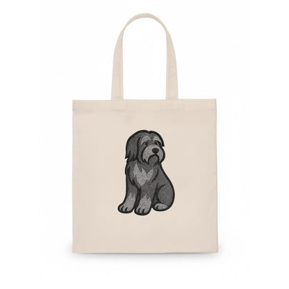 Bearded Collie - Gray shaggy coat embroidered pose - Tote Bag - white