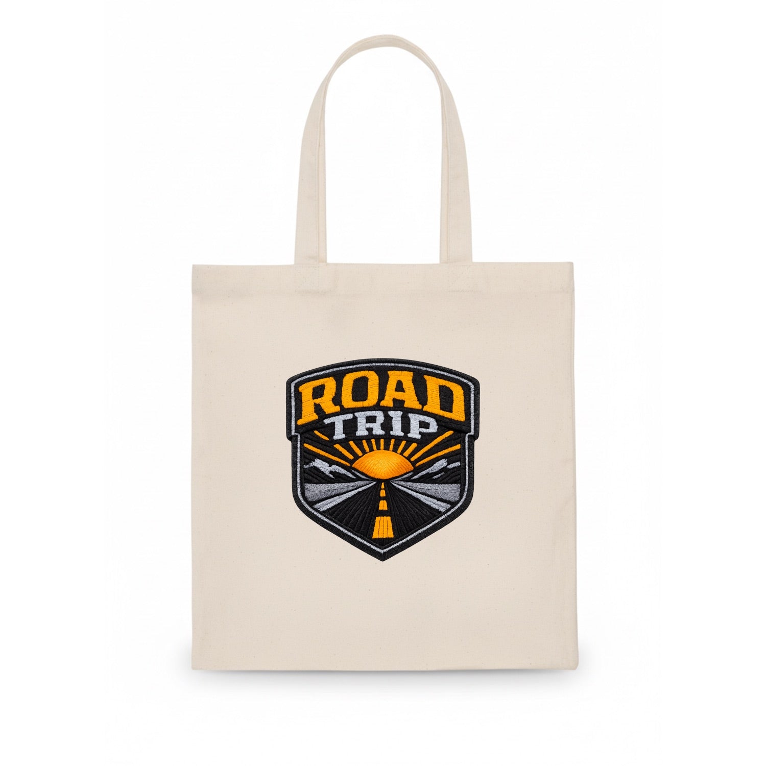 ROAD TRIP - highway and sun in orange and gray , open road - Tote Bag - white