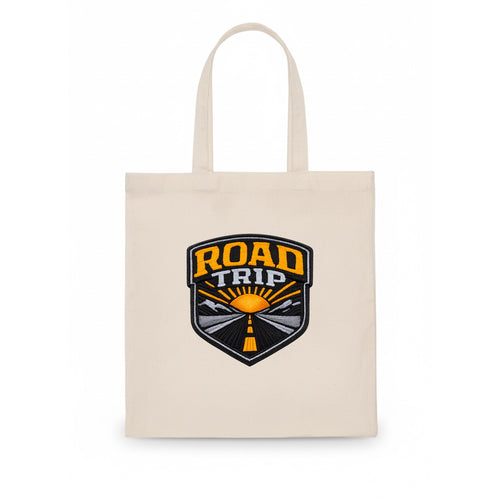 ROAD TRIP - highway and sun in orange and gray , open road - Tote Bag