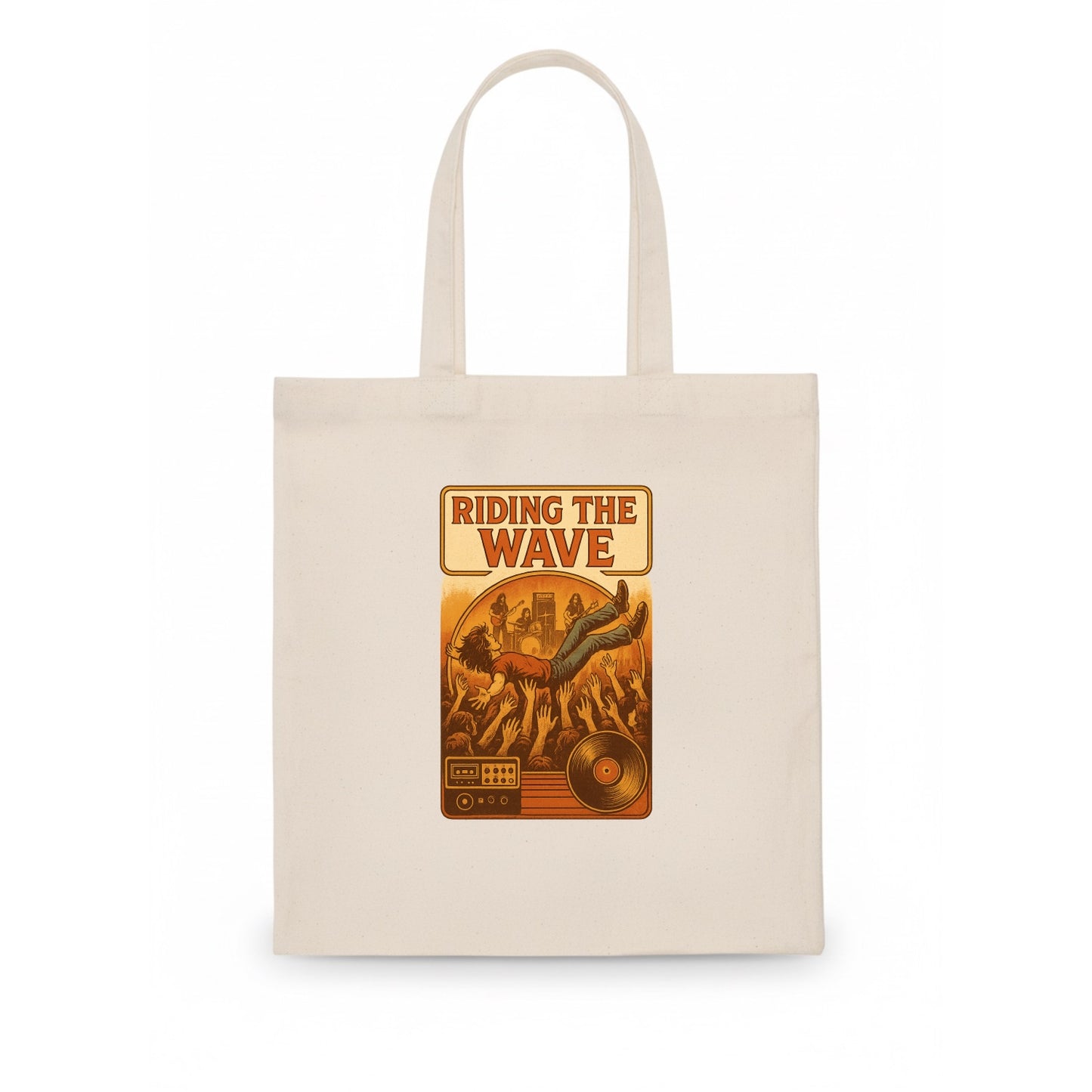 Crowd surfing at packed concert - "Riding the Wave" - concert energy - Tote Bag - white
