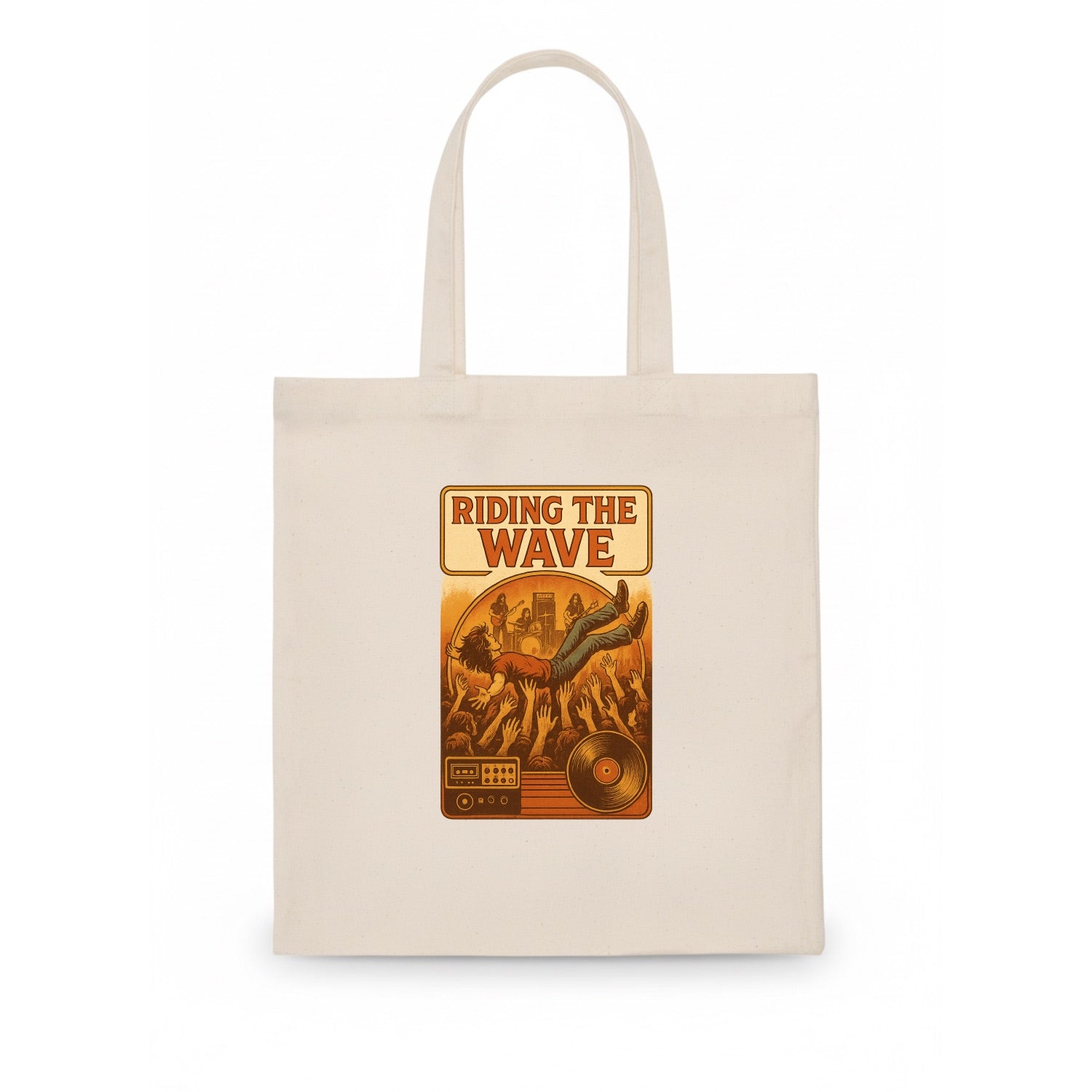 Crowd surfing at packed concert - "Riding the Wave" - concert energy - Tote Bag - white