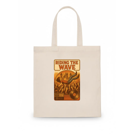 Crowd surfing at packed concert - "Riding the Wave" - concert energy - Tote Bag - white
