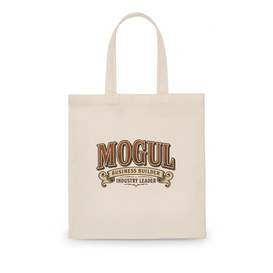 Bold typography design - "MOGUL" - business builder, industry leader - Tote Bag - white