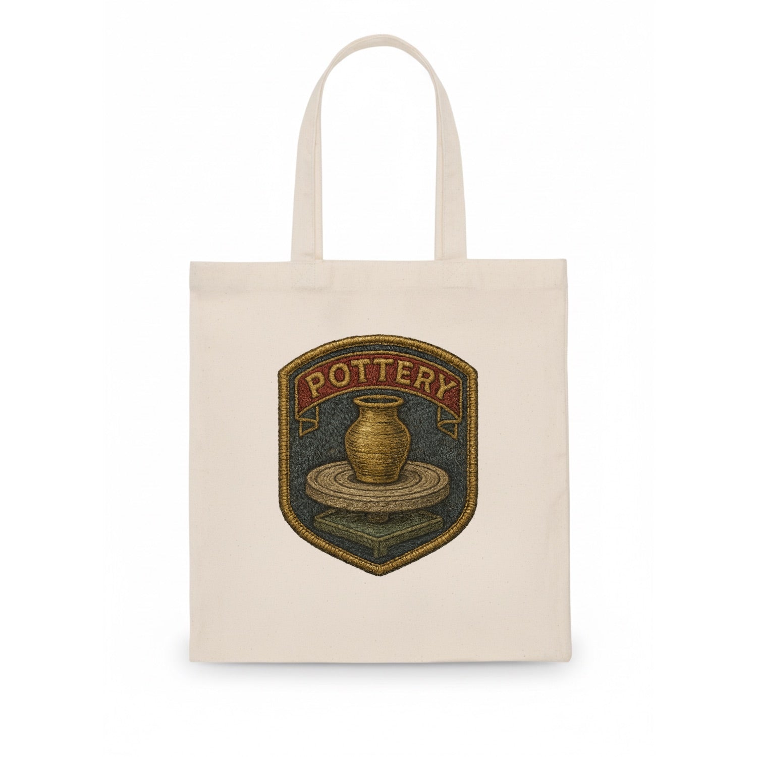 Pottery wheel with clay vessel - ceramicist symbol - Tote Bag - white