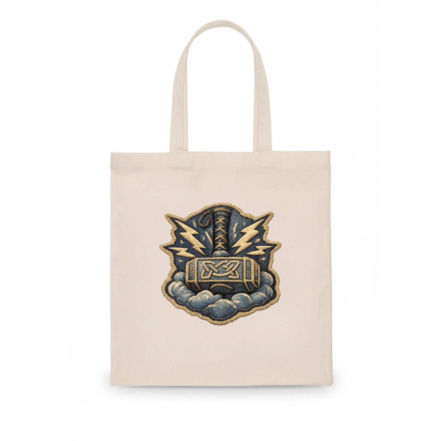 THOR HAMMER MJOLNIR - mighty hammer in silver and blue , thunder god - Tote Bag - white