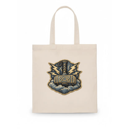 THOR HAMMER MJOLNIR - mighty hammer in silver and blue , thunder god - Tote Bag - white