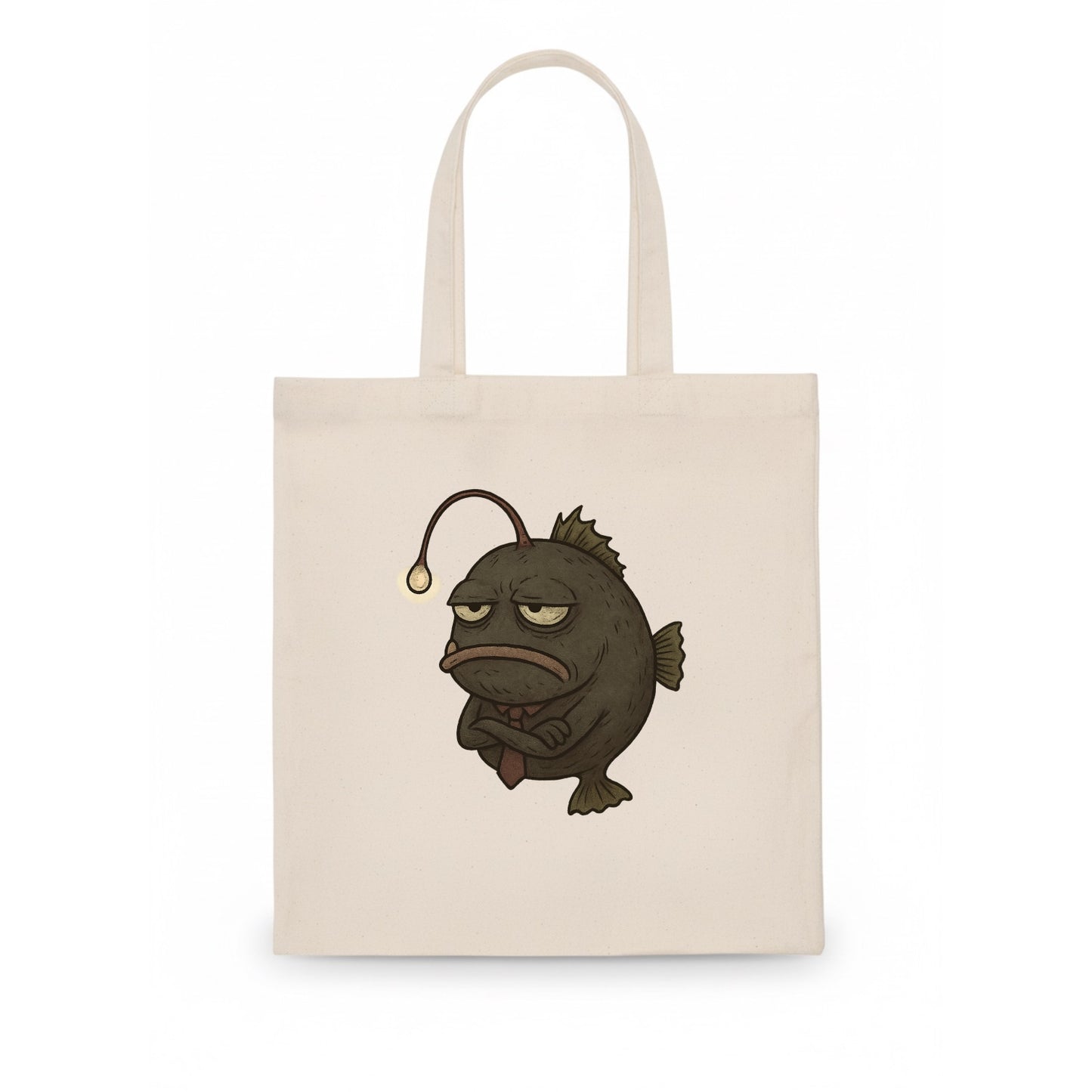THE ANGLERFISH LURES DISAPPOINTMENT | Dark gray anglerfish with dim light - Tote Bag - white