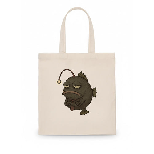 THE ANGLERFISH LURES DISAPPOINTMENT | Dark gray anglerfish with dim light - Tote Bag