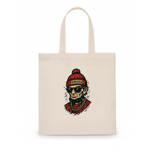 Lincoln Cornhusker wearing Nebraska bean - Tote Bag - white