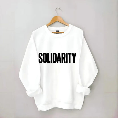 Bold typography design - "SOLIDARITY" - standing together, support - Crewneck Sweatshirt - white