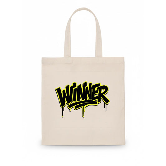 Bold typography design - "WINNER" - victorious mindset, champion - Tote Bag - white
