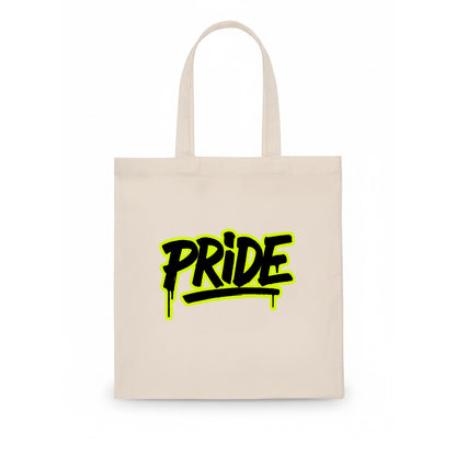 Bold typography design - "PRIDE" - dignified satisfaction, honor - Tote Bag - white