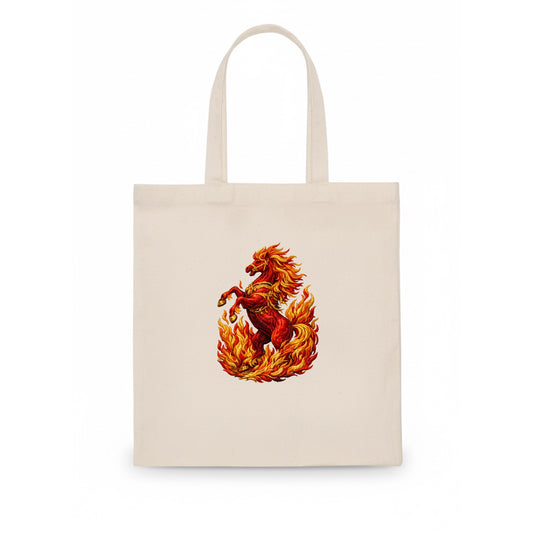 VICTORY BLAZE | Triumphant rearing horse in flames | Achievement celebration | Winning - Tote Bag - white
