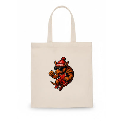 Houston Armadillo wearing Rockets red and silver beanie with rocket ship and wayfarer - Tote Bag - white