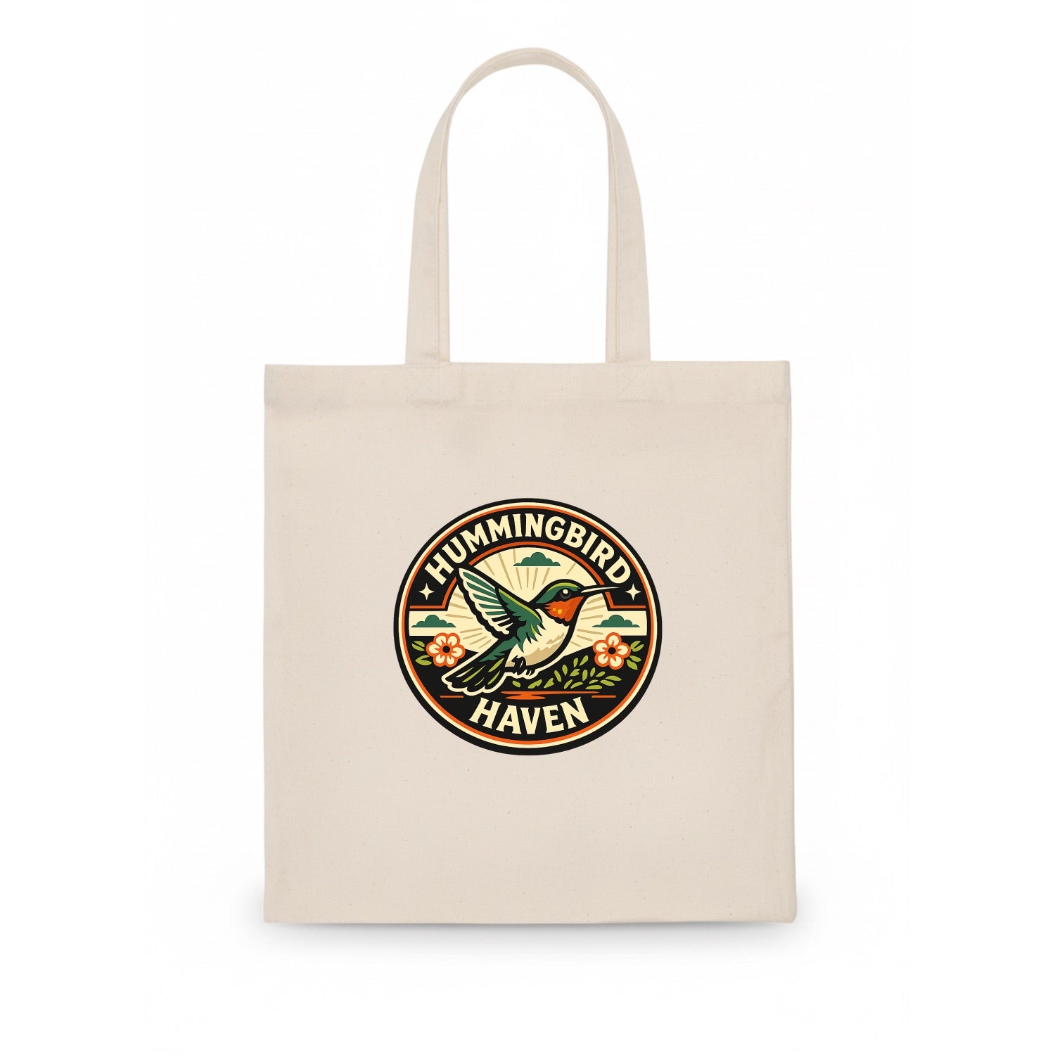 Hummingbird Sanctuary Emblem - Tote Bag - white