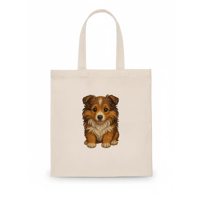 Baby Shetland Sheepdog Puppy - mini collie look, flowing mane, intelligent eyes, - Tote Bag - white