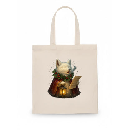 Snowbound Arctic Fox Caroler  - Tote Bag - white