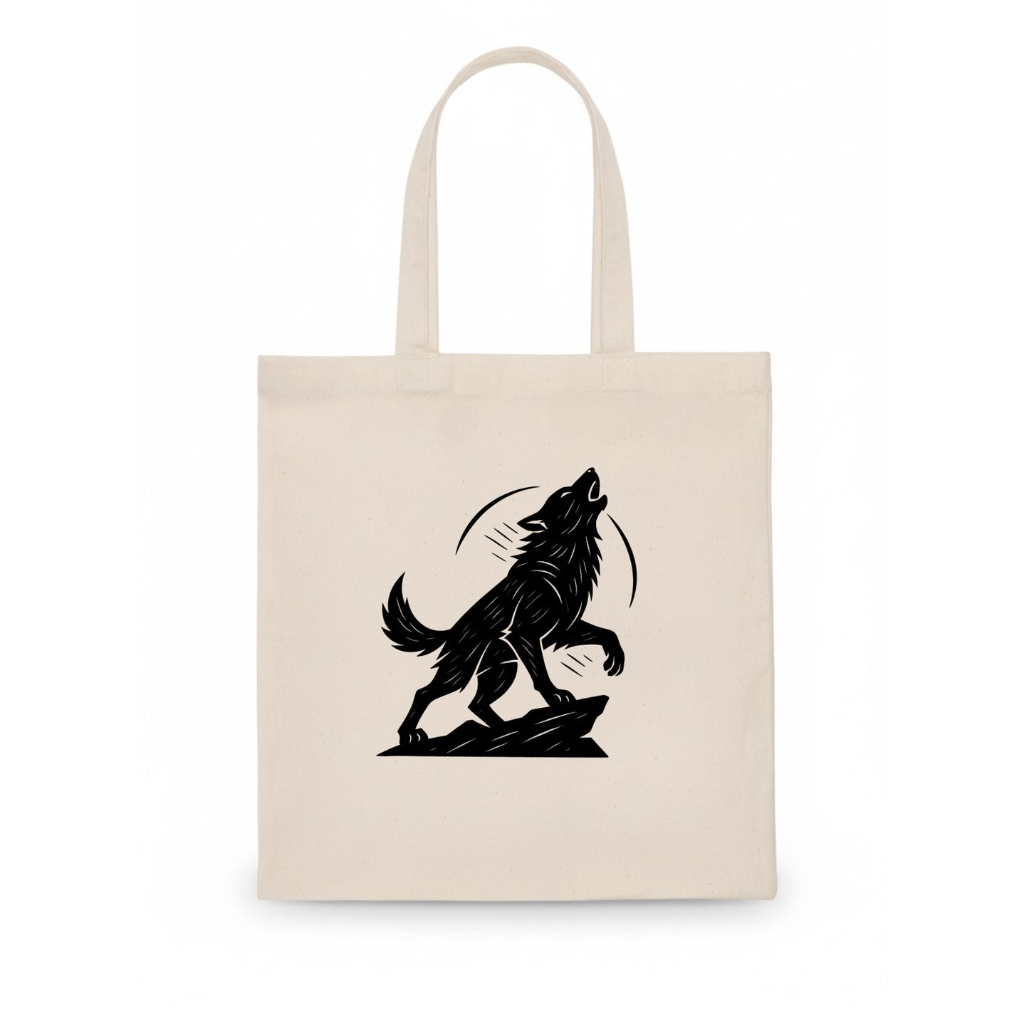 Wolf howling at full moon - Tote Bag - white