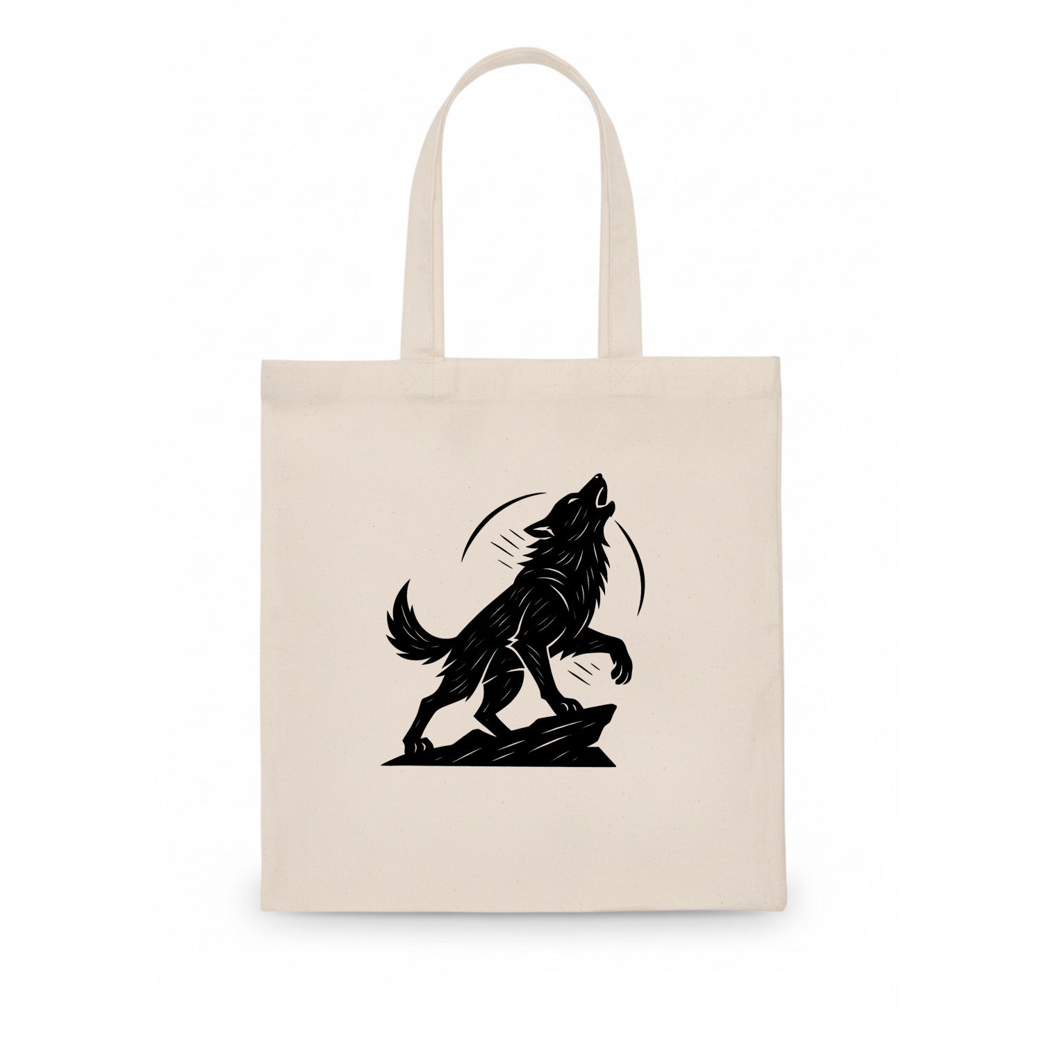 Wolf howling at full moon - Tote Bag - white