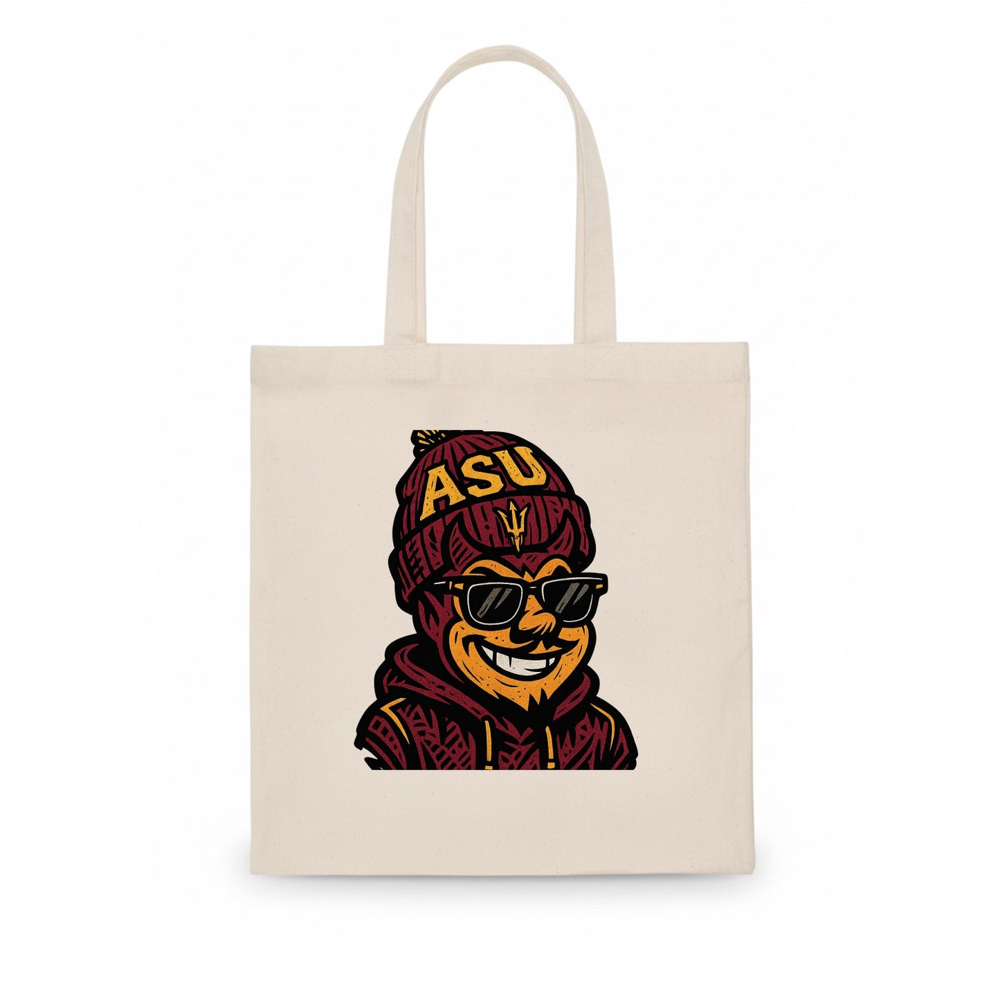 Tempe Sparky wearing Arizona State beanie with fork patch - Tote Bag - white