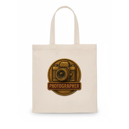 Camera with vintage lens - photographer badge - Tote Bag - white