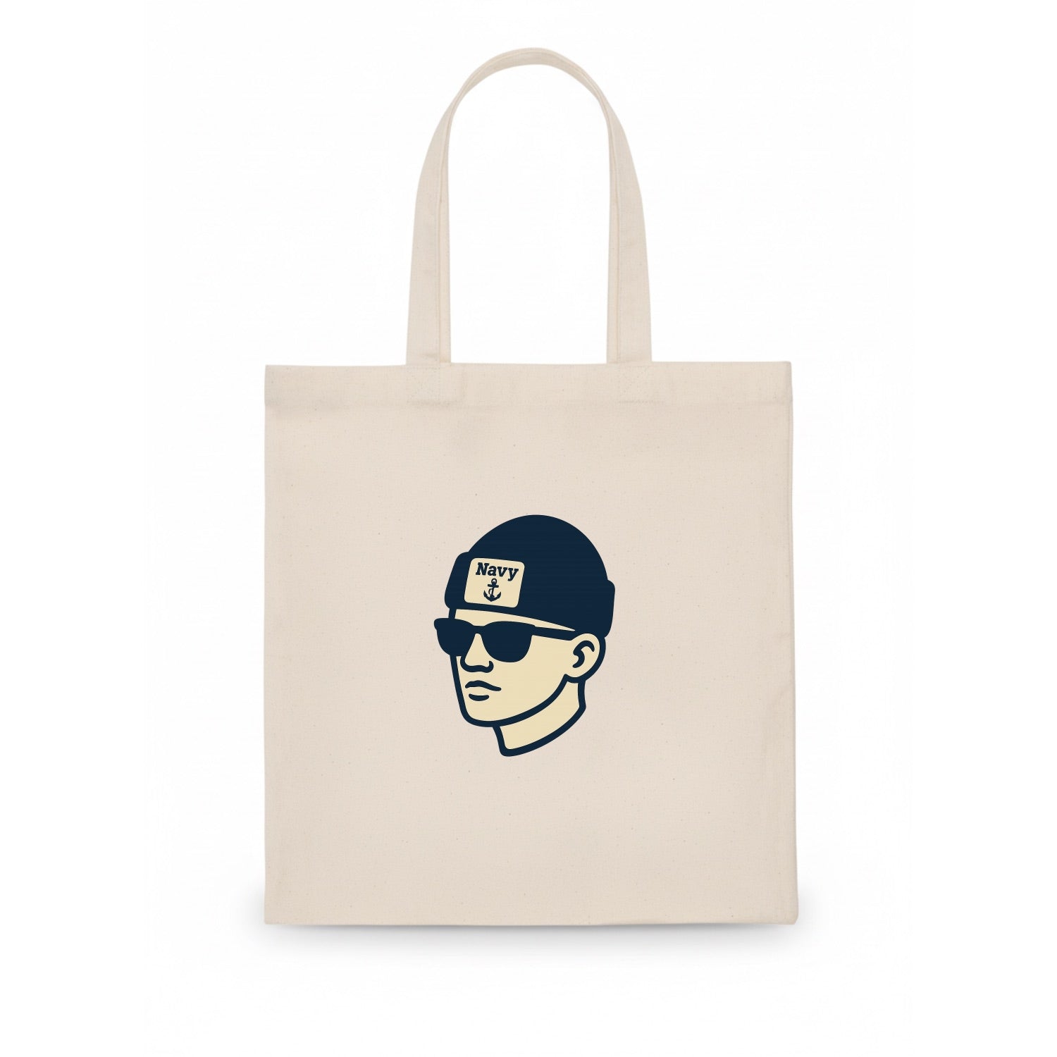 Annapolis Midshipman wearing Navy beanie with anchor patch - Tote Bag - white