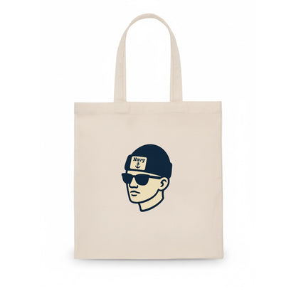 Annapolis Midshipman wearing Navy beanie with anchor patch - Tote Bag - white