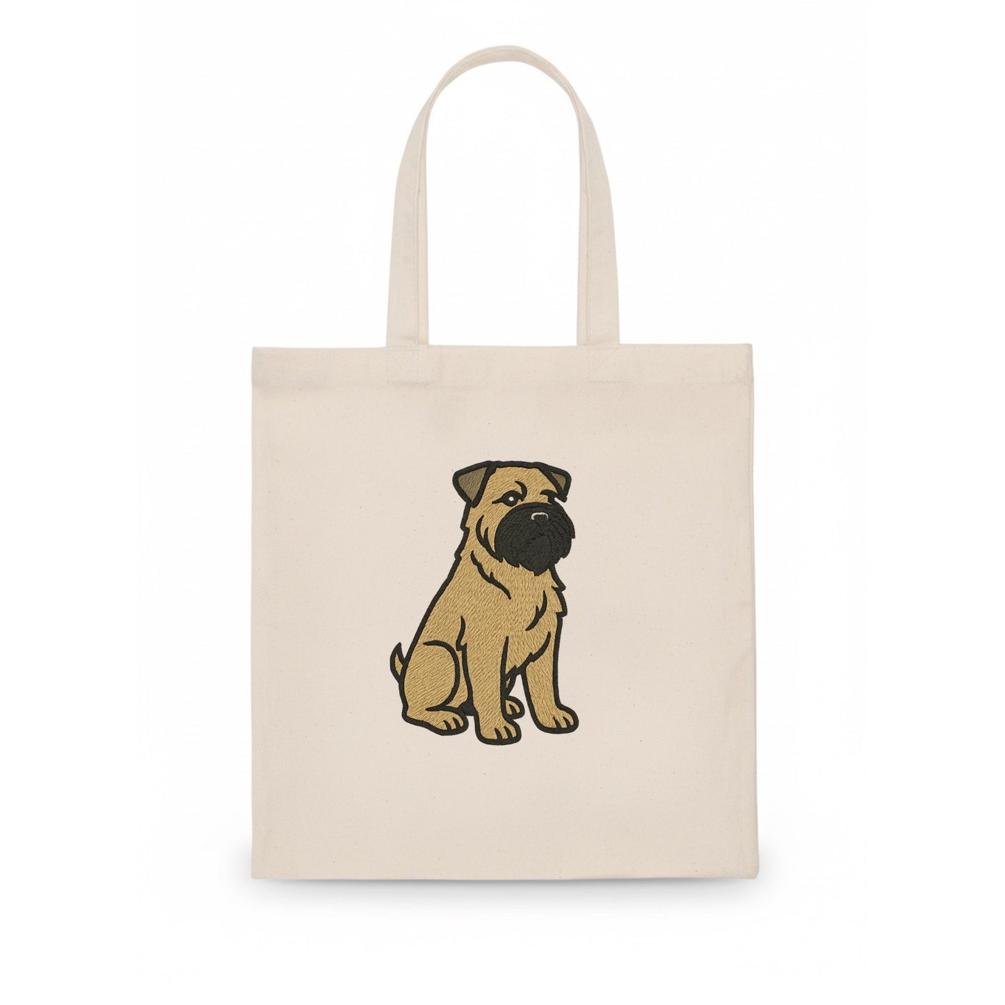 Bouvier des Flandres - Fawn rough coat embroidered design - Tote Bag - white